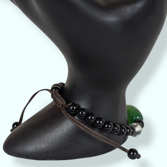 Black & Green Beaded Cord Bracelet - Picture 4 of 5